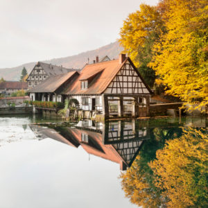 Hammer mill, 'Blautopf' spring, Blaubeuren, Swabian Jura, Baden-Wuerttemberg, Germany Hammer mill, 'Blautopf' spring, Blaubeuren, Swabian Jura, Baden-Wuerttemberg, Germany